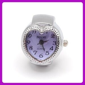 Bozhi Heart Ring Watch Silver Beaded Adjustable Quartz